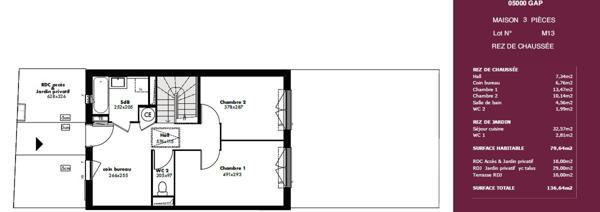 Maison Gap T3 79.64 m²