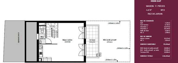 Maison Gap T3 79.64 m²