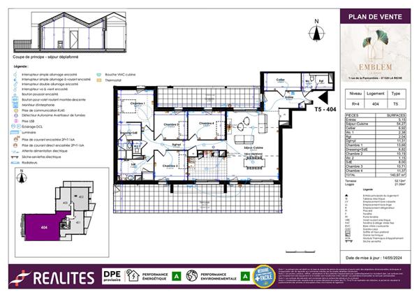 Appartement 5 p 4 chambres avec terrasse et Loggia - NEUF - livrable