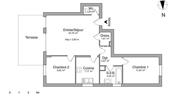 Location Appartement 3 pièces 63.38 m² - Bourg-la-reine 92340