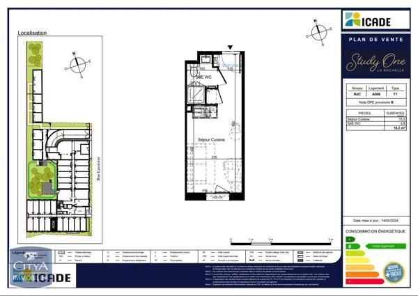 Appartement à louer 1 pièce 18.3m² La Rochelle (17000)
