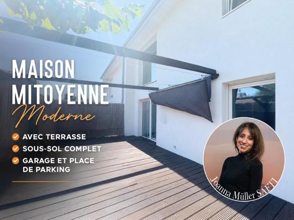 Maison mitoyenne de 125 m2 moderne avec grande terrasse, garage et place de parking