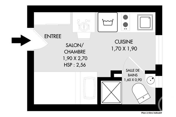 Appartement F1 à vendre  1 pièce - 10,54 m2 PARIS - 75020