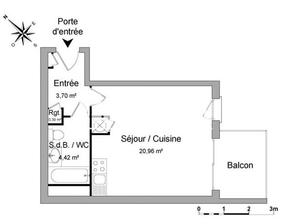 Location Studio 29.47 m² - BAT G - 88 IMPASSE DES GENTIANES Gex 01170