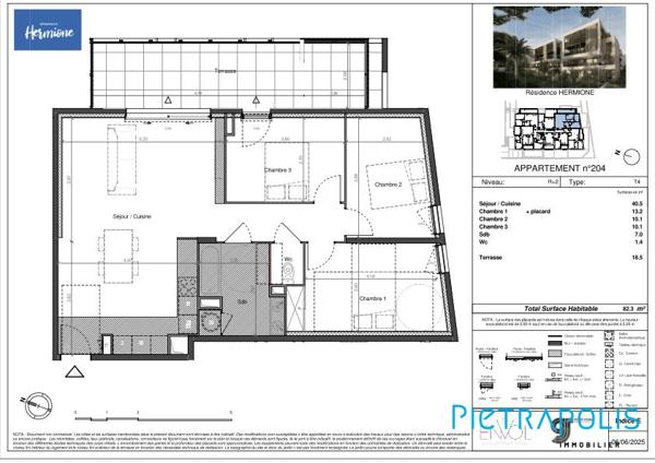 SÈTE - RÉSIDENCE HERMIONE : Appartement T4 82,3m², terrasse 18,5m², parking