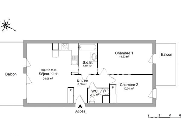 Location Appartement 3 pièces 61.8 m² - 23 RUE ROGER CARPENTIER Blagnac 31700