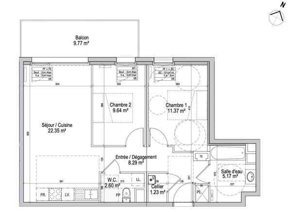 Appartement neuf 3 pièce(s) - Secteur Libération - Vente en l'état futur d'achèvement