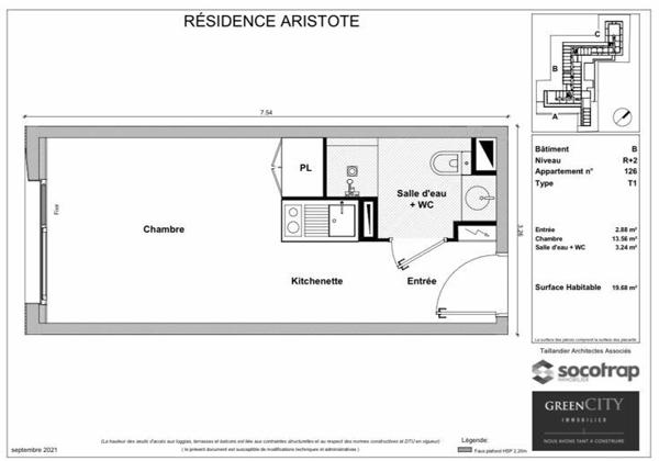 Appartement à vendre    1 pièce • 19,68 m2 Toulouse