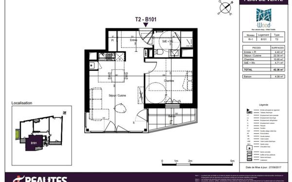 Appartement à louer    2 pièces •  Tours