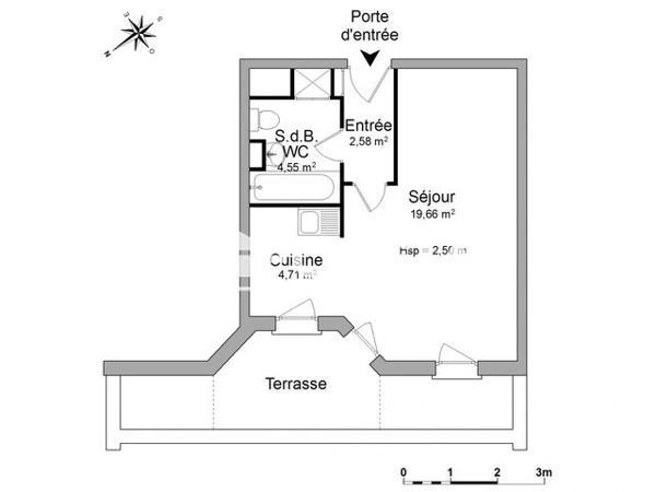 Location Studio 31.5 m² - COLLINE Dijon 21000
