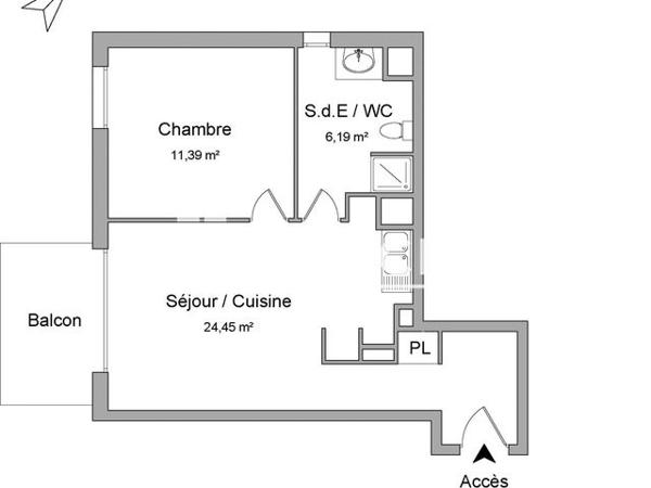 Location Appartement 2 pièces 42.03 m² - 6 RUE FLORENT Lyon 69008