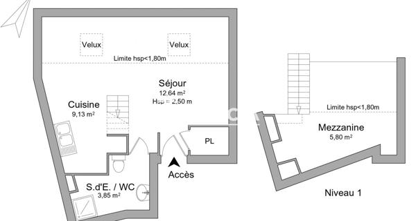 Location Studio 47.6 m² - Saint-étienne 42000