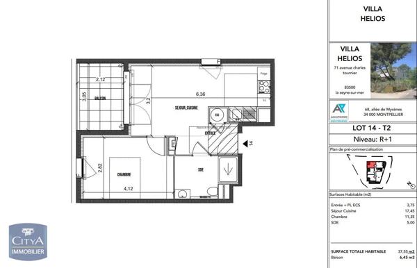 Appartement à louer 2 pièces 37.55m² La Seyne-sur-Mer (83500)