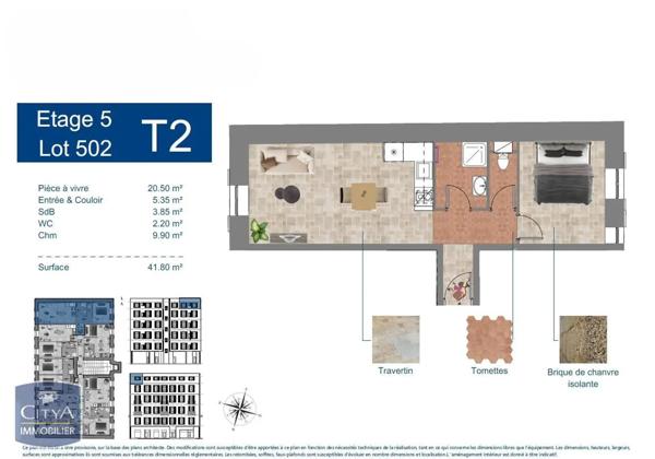 Appartement à vendre 2 pièces 41.8m²