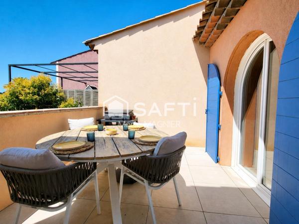Duplex d'exception T4 de 99m2  à Grimaud - proche plages, Vendu meublé, prêt à vivre ou à louer, idéal pour profiter du Golfe de Saint-Tropez… ou investir sereinement !