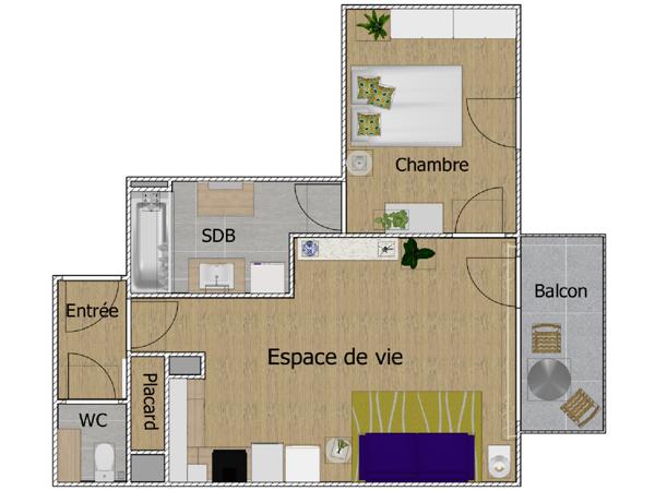 Appartement 2 pièces - 49 m²