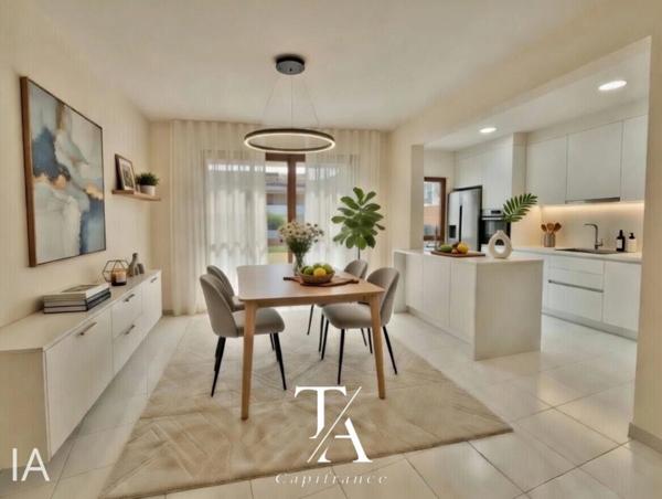 Appartement T3 à Bassens de 62 m2 en rez-de-jardin – plein sud, terrasses, sans vis-à-vis, garage et cave