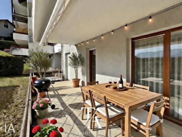 Appartement T3 à Bassens de 62 m2 en rez-de-jardin – plein sud, terrasses, sans vis-à-vis, garage et cave