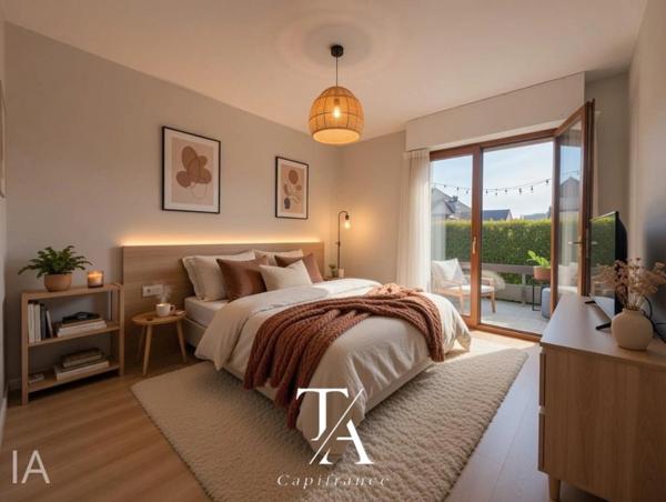 Appartement T3 à Bassens de 62 m2 en rez-de-jardin – plein sud, terrasses, sans vis-à-vis, garage et cave