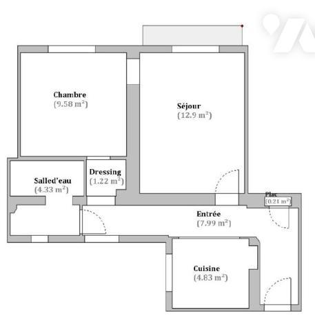 Sure la commune de PARIS 13ème arrondissement (75013) Appartement de 2 pièces principales et cave