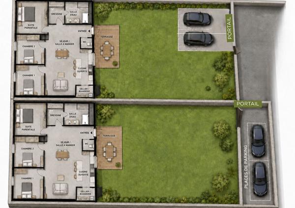 secteur charreard: Loft en plateau de 120 m² environ sur terrain viabilisé de 348m²