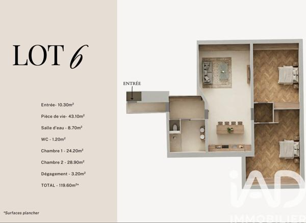Appartement à vendre 4 pièces 119,6 m² Alès