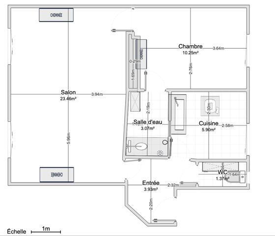 Appartement 2/3 pièces refait à neuf