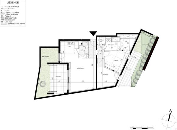 Appartement VEFA 82m² Terrasses Garages Jardins