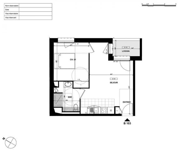 Vente T2  de 39 m², avec loggia, Lannion  centre  (22300)