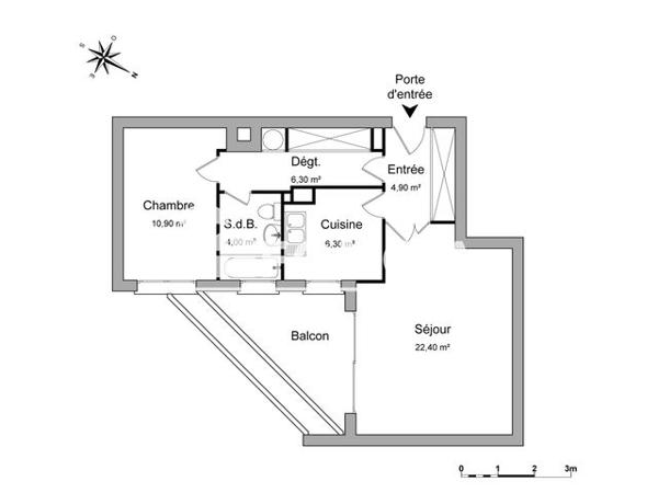Location Appartement 2 pièces 54.8 m² - 36 RUE PROSPER LEGOUTE Antony 92160