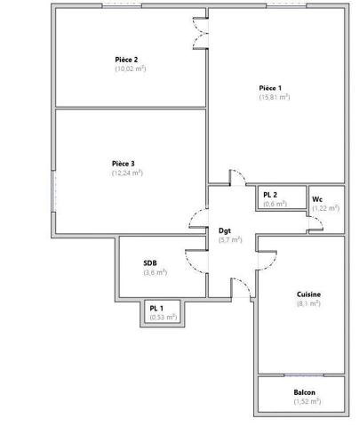 Appartement 3 pièces 58 m² à Strasbourg Centre-ville