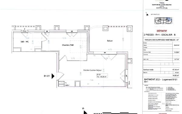 Appartement à louer    2 pièces • 45,34 m2 Montpellier