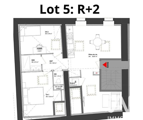 Appartement à vendre 3 pièces 57 m² Vaulx-Milieu