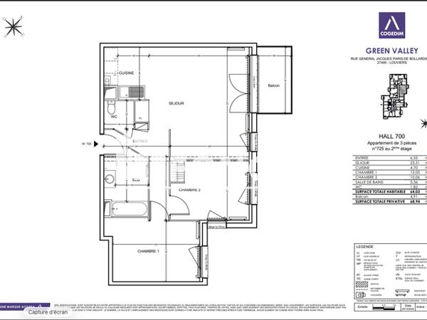 Location Appartement 3 pièces 64.03 m² - Louviers 27400