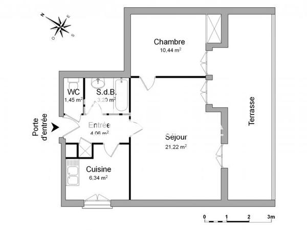 Location Appartement 2 pièces 46.71 m² - 20 BOULEVARD DE L'EVASION Cergy Le Haut 95800