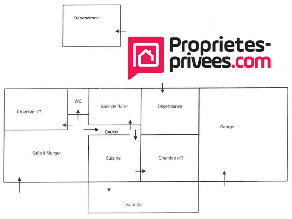 Maison 3 pièces - 2 chambres  - 71 m²  - véranda -  garage - dépendance  sur terrain de 1276 m²