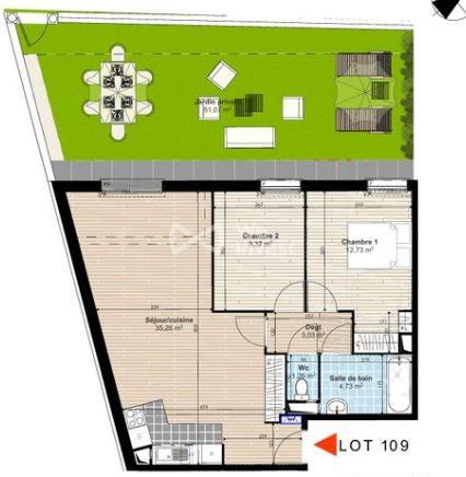VILLENOY (77124)  - APPARTEMENT 3 PIECES + JARDIN