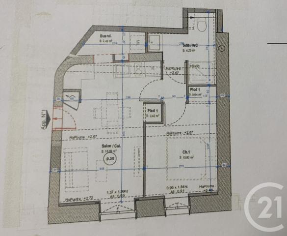 Appartement F2 à vendre  2 pièces - 51,30 m2 ST GENIS LAVAL - 69