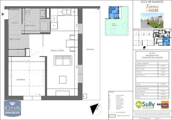 Appartement à louer 2 pièces 46.88m²