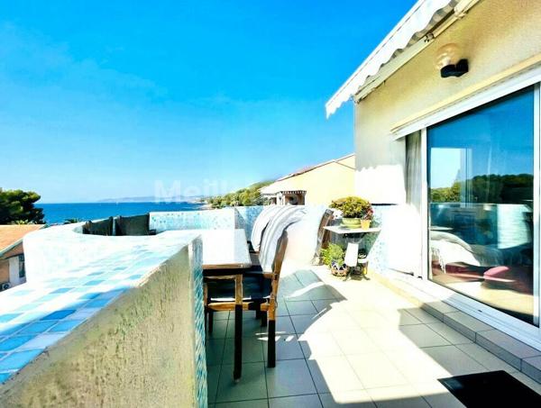 Saint-Raphaël front de mer-dernier étage angle T4 93m2-22 m2 de terrasse vue mer-garage+ 2 parkings