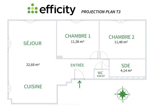 Appartement
         2 pièces
        - 61 m² Exclusivité 299 000 € *