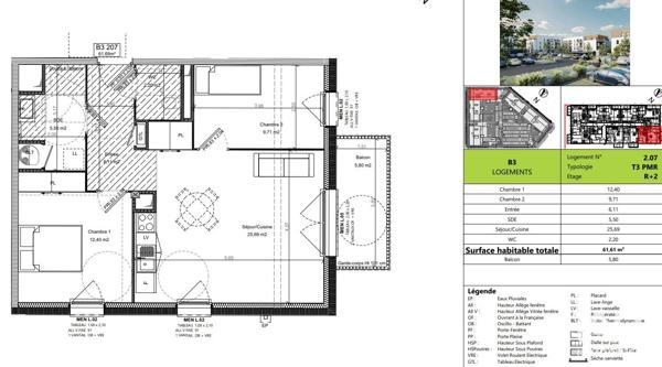 Appartement à vendre 3 pièces 62 m² Bretteville-sur-Odon