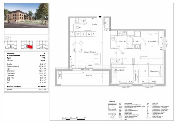 Appartement Castelginest 4 pièce(s) 80 m2 , Castelginest