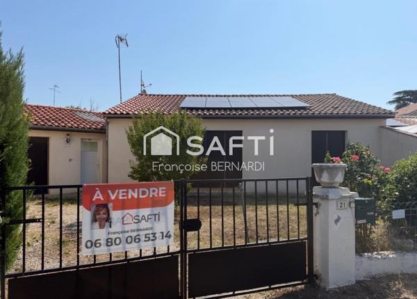 Villa de plain pied avec jardin, garage et terrasse