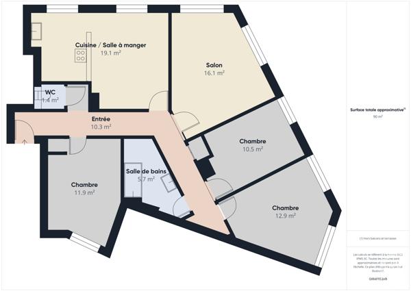 Appartement F5 à vendre  4 pièces - 90,01 m2 BAGNEUX - 92