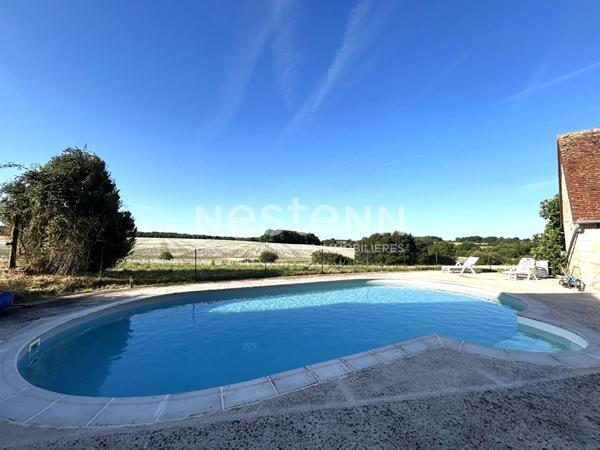LONGÈRE BAUDRES 5 CHAMBRES AVEC DÉPENDANCES - PISCINE - TERRAIN - BOIS ET VUE SUR LES CHAMPS (INDRE 36)