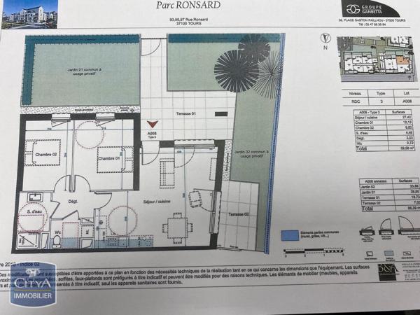 Appartement à louer 3 pièces 59.58m²