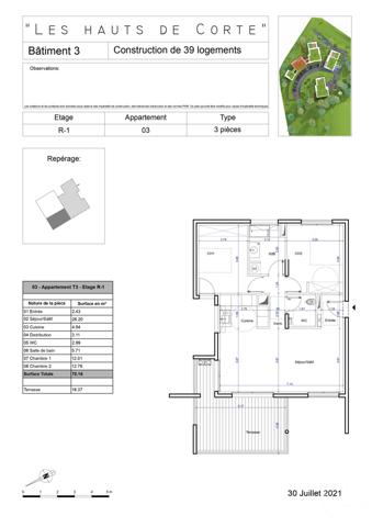 Appartement à vendre  3 pièces - 70 m2 CORTE - 202
