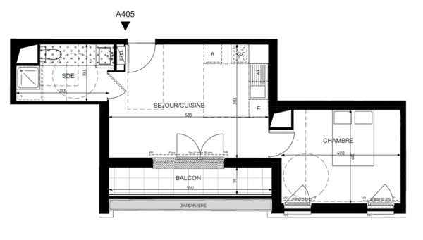 appartement T2 neuf à vendre ASNIERES SUR SEINE (92), surface hab. 38.46 m2 + balcon 5.04 m2 + park s-sol