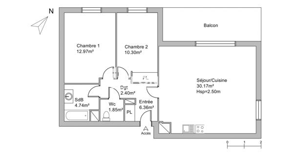 Location Appartement 3 pièces 66.39 m² - Cugnaux 31270